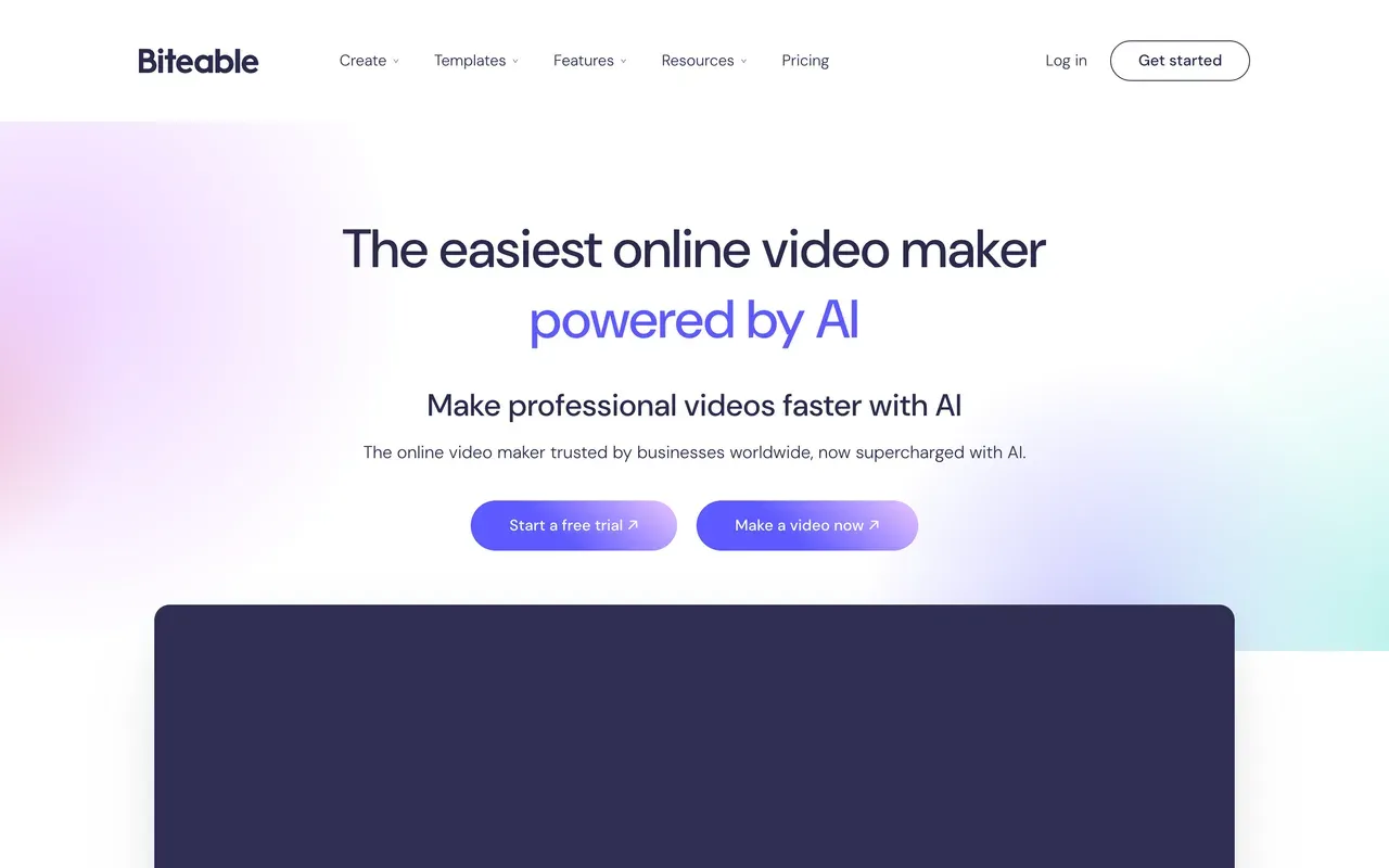 Biteable homepage, August 2026