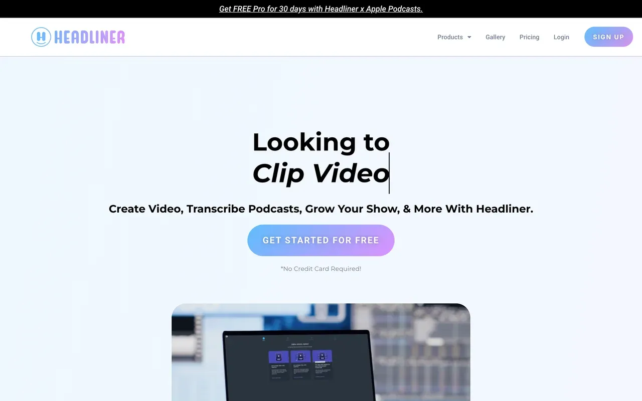 Headliner homepage, August 2026