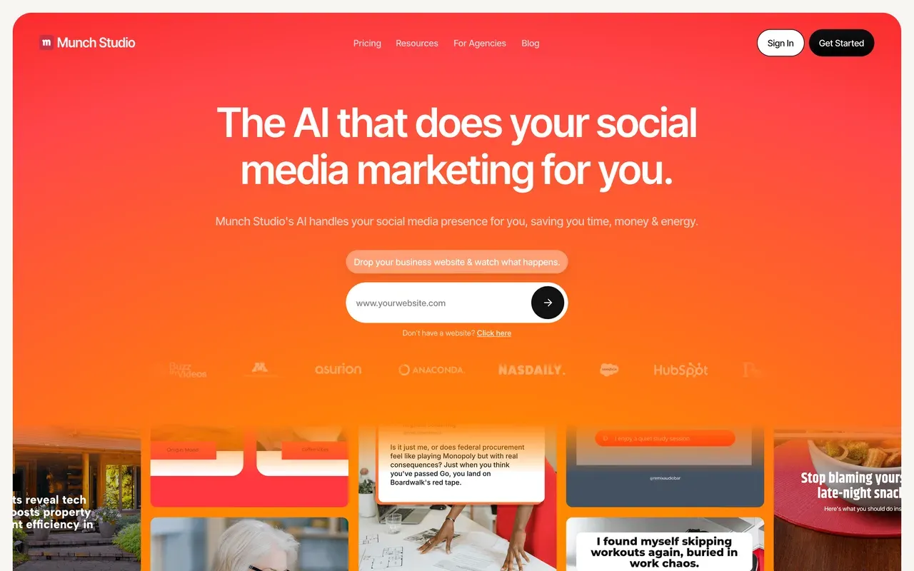 Munch Studio homepage, August 2026