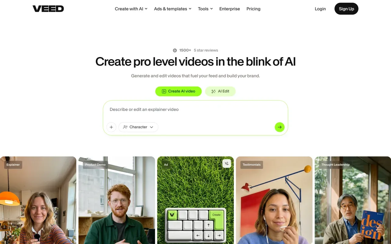 VEED homepage, August 2026