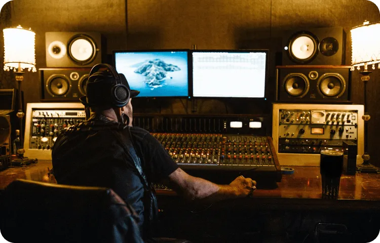 Photo of a music producer at a desk