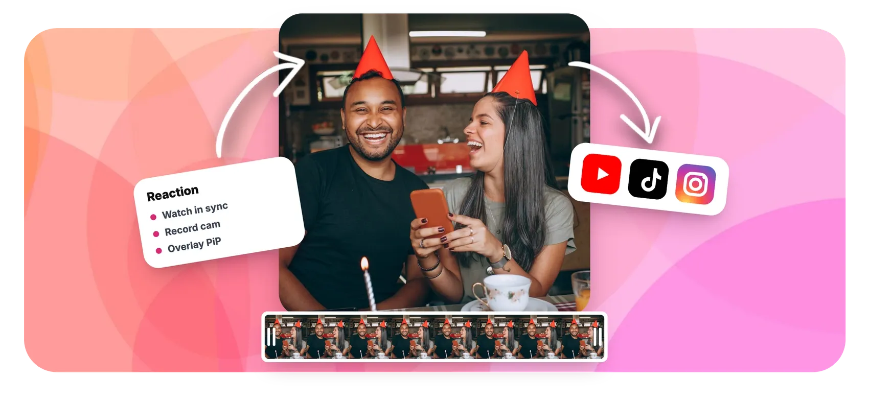 Reaction video maker with facecam overlay