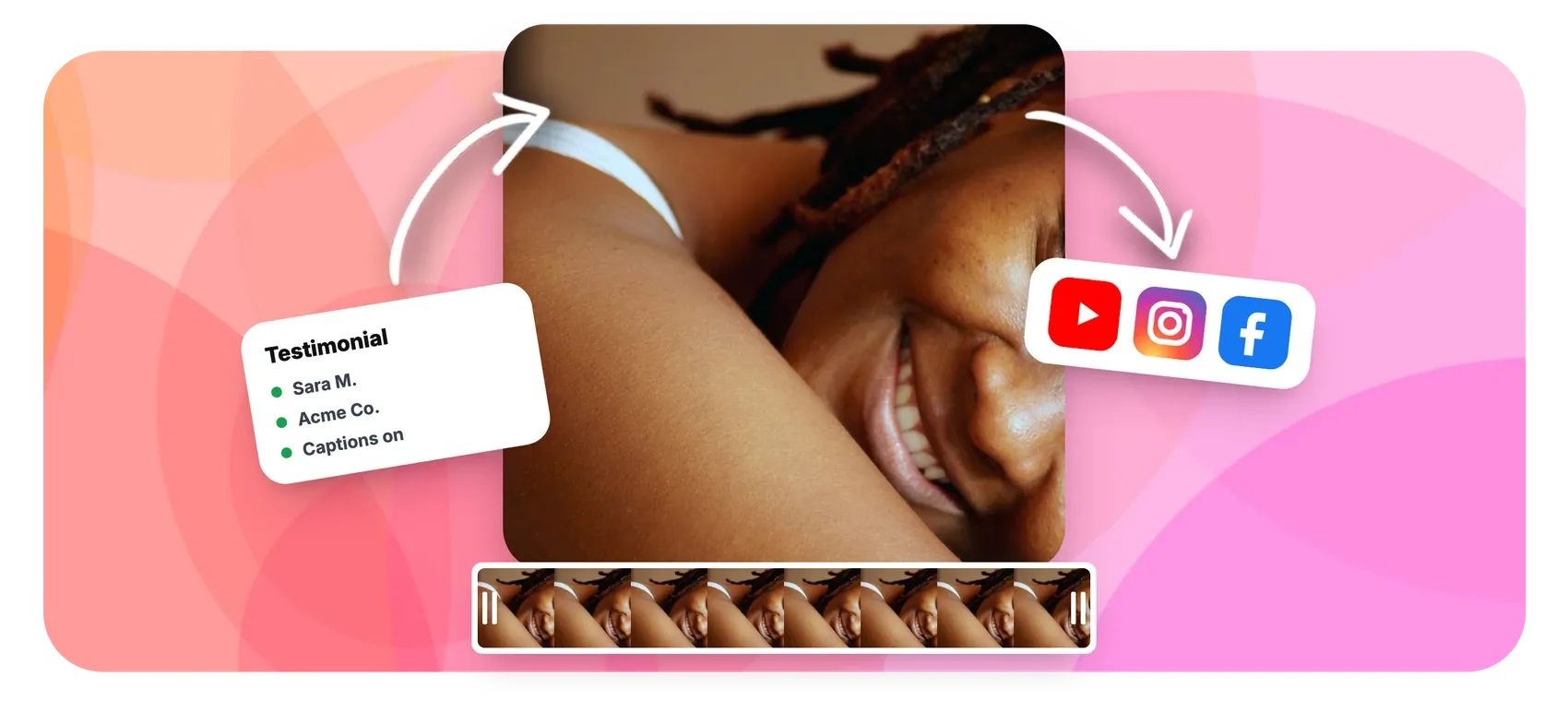 Testimonial video maker with captions and name strap