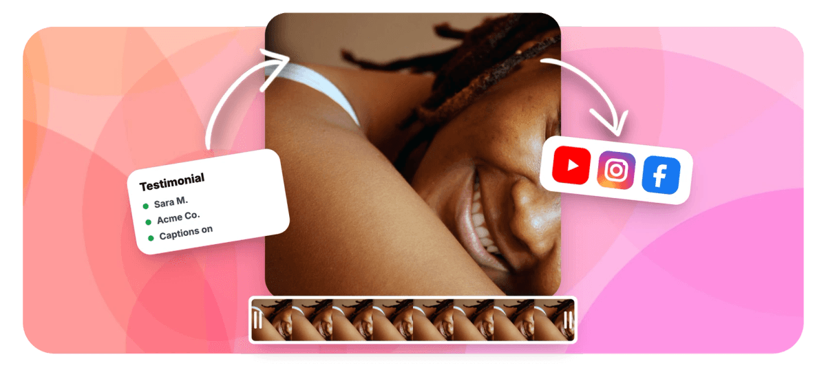 Hero - Testimonial video maker with captions and name strap